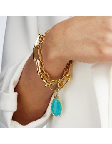 Golden Bracelet with Turquoise Crystal