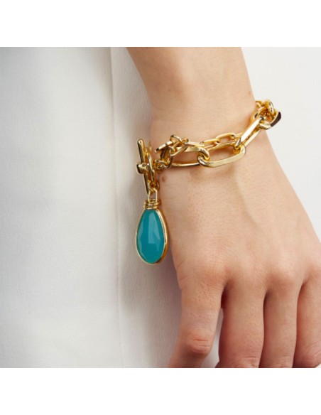 Golden Bracelet with Turquoise Crystal