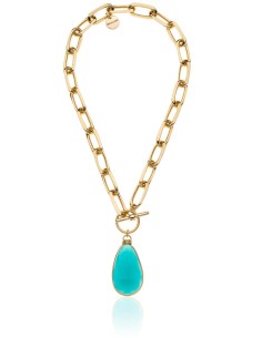Golden Necklace with Turquoise Crystal
