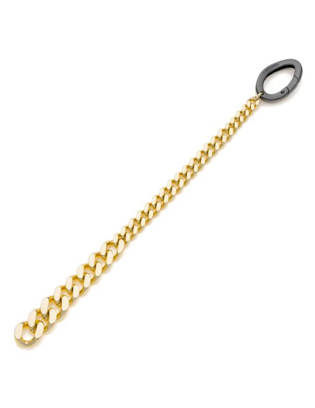 Goldene Groumette-Kettenarmband mit Schwarzem Verschluss