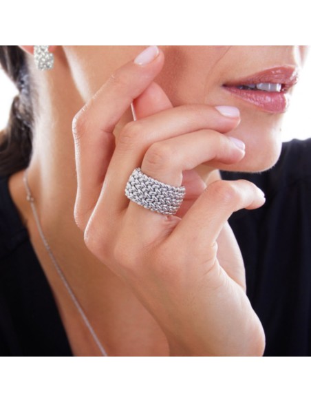 Sterling Silver Rice Grain Chain Ring
