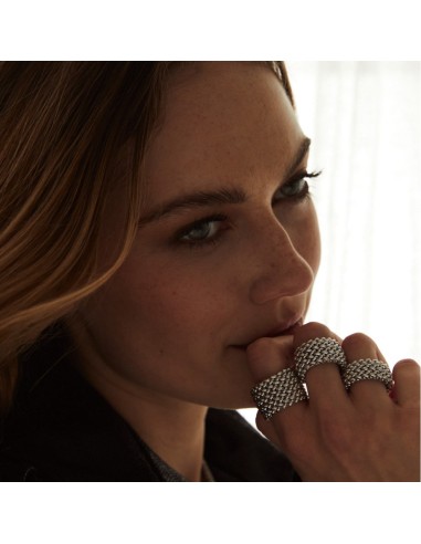 Reiskorn-Kettenring aus Sterlingsilber