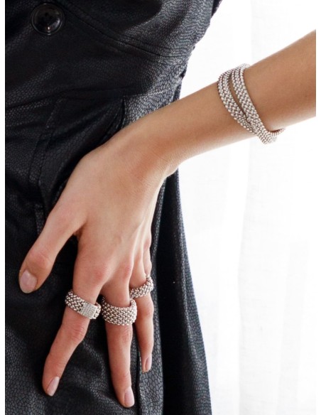 Sterling Silver Rice Grain Chain Ring