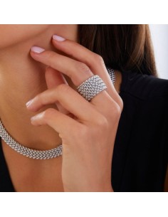 Sterling Silver Big Rice Grain Chain Ring 2