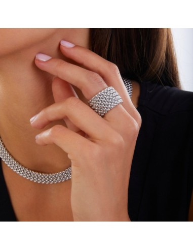 Sterling Silver Big Rice Grain Chain Ring