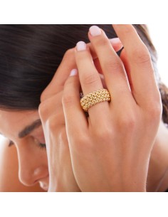 Anello Maglia Chicco di Riso in Argento 925 Placcato Oro 2