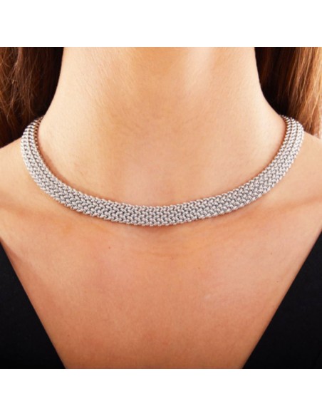 Sterling Silver Grain of Rice Choker Necklace
