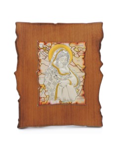 Holy Virgin with Child Parchment Shaped Picture 
