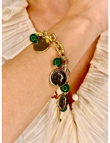 Ovales Kettenarmband mit Münzanhänger und...