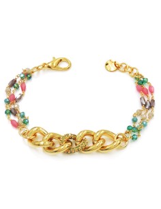 Soft Curb Chain Bracelet with Multicolor Stones