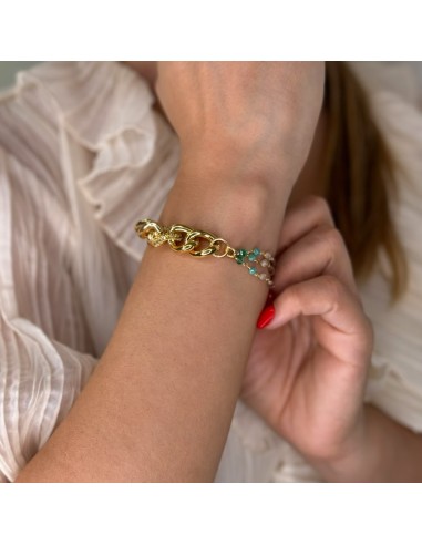 Soft Curb Chain Bracelet with Multicolor Stones