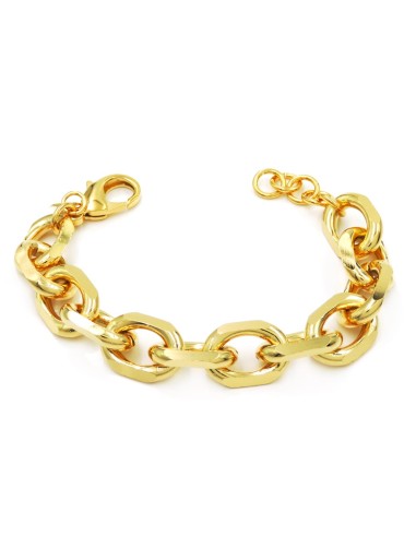 Gold Plated Bronze Oval Chain Bracelet 