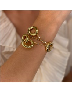 Bracciale Catena Ovale Torchon In Bronzo Dorato con... 2
