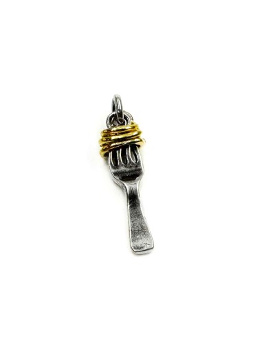 Fork with Spaghetti Silver Pendant 