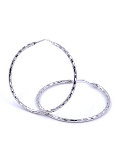 Diamond Effect Sterling Silver Hoop Earrings 1,38''