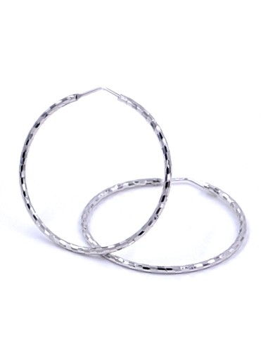 Diamond Effect Sterling Silver Hoop Earrings 1,38''