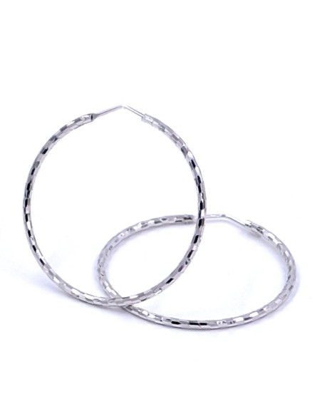 Diamond Effect Sterling Silver Hoop Earrings 1,38''