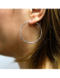 Orecchini Cerchi Diamantati in Argento Diametro 3,5 cm  2