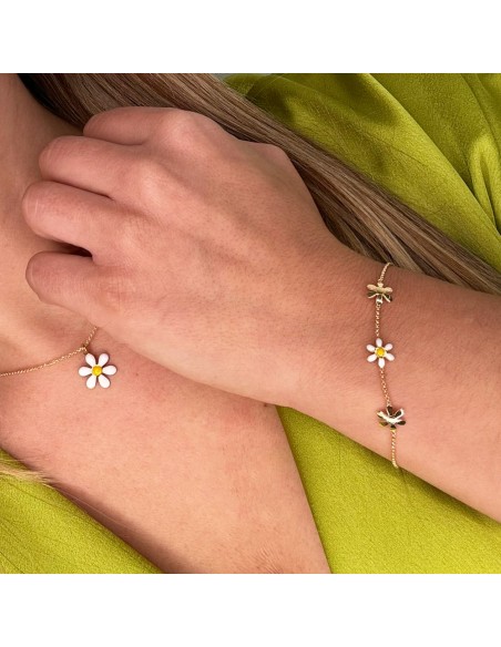 Armband mit Gänseblümchen aus Vergoldetem 925er Sterlingsilber