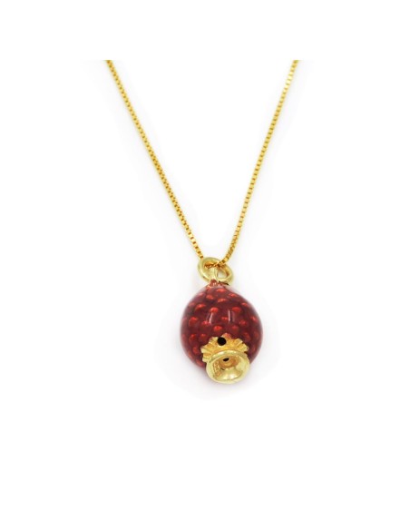 Enamelled Gold Plated Sterling Silver Sicilian Pine Cone Necklace 