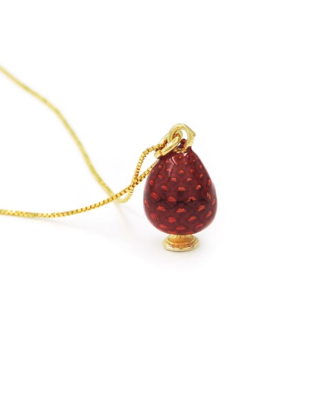 Collana con Pigna Siciliana in Argento Placcato Oro e Smalto Colorato