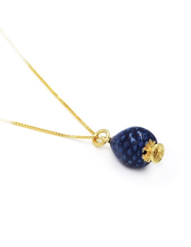 Collana con Pigna Siciliana in Argento Placcato Oro e Smalto Colorato