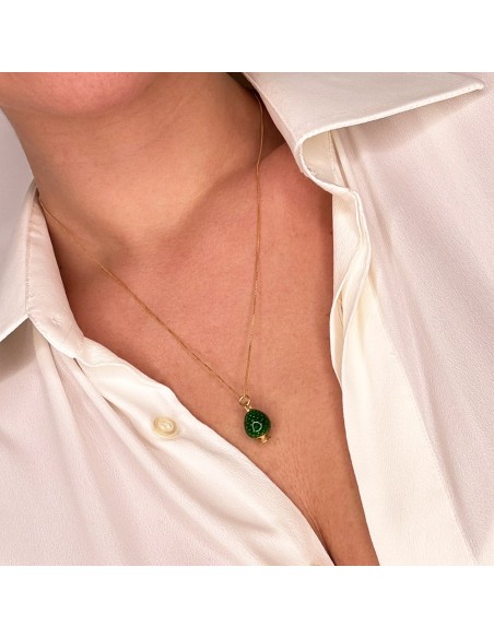 Collana con Pigna Siciliana in Argento Placcato Oro e Smalto Colorato