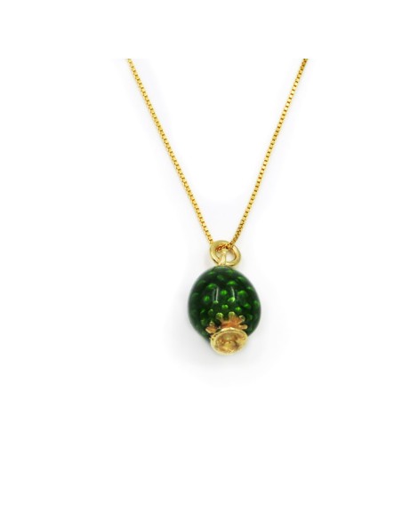 Collana con Pigna Siciliana in Argento Placcato Oro e Smalto Colorato