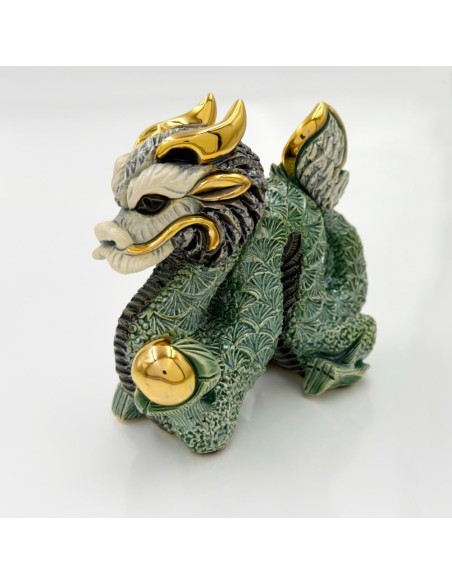 Green Chinese Dragon Ceramic Sculpture De Rosa Rinconada