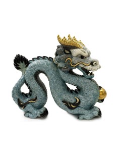 Dragone Cinese Blu Scultura in Ceramica Artistica... 2