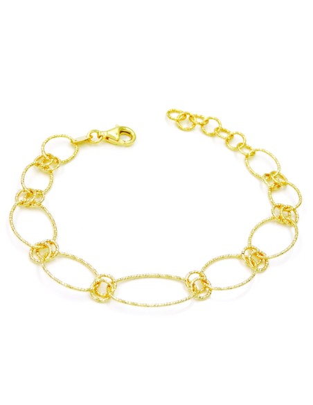 Bracciale Maglia Ovale in Argento Placcato Oro 