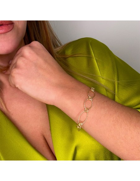 Bracciale Maglia Ovale in Argento Placcato Oro 