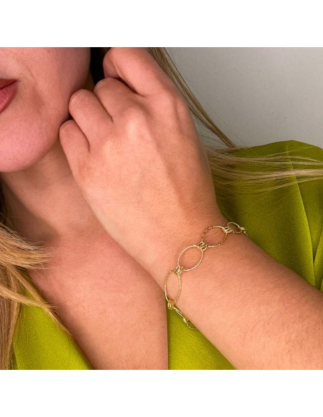 Bracciale Maglia Ovale in Argento Placcato Oro 