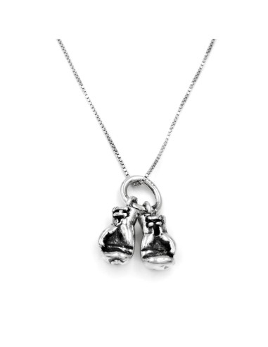 Collana Con Ciondolo Guantoni Da Boxe In Argento 925 – Gioiello Per La Consapevolezza Sul Cancro Al Seno