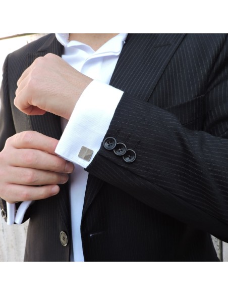 Personalized 925 Sterling Silver Square Cufflinks 
