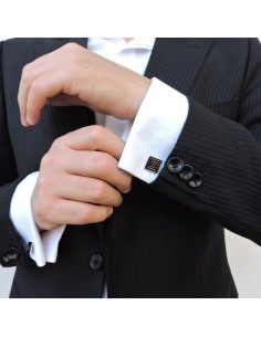 925 Sterling Silver Spiral Square Cufflinks  2