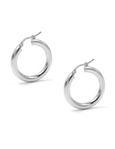  925 Sterling Silver Thick Hoop Earrings Diameter 1,37''