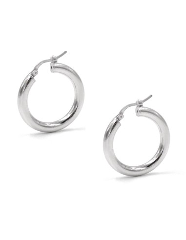  925 Sterling Silver Thick Hoop Earrings Diameter 1,37''