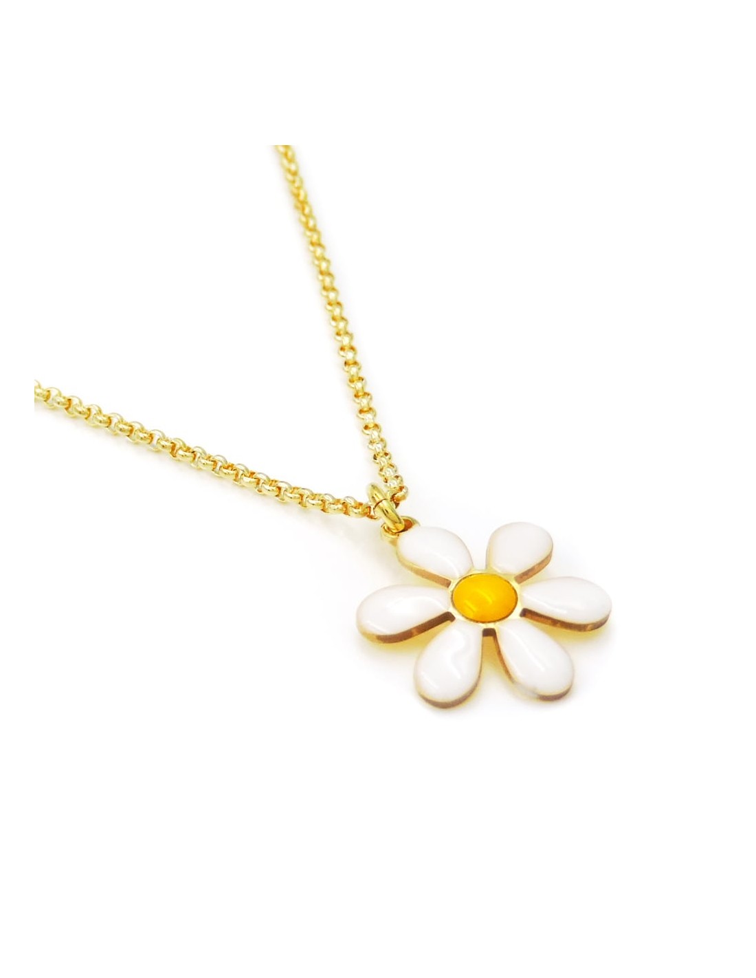 Collana Girocollo Con Ciondolo Margherita Gialla – Fiore In Acrilico – Bohémien Per Donne E Ragazze