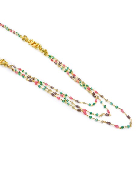 Golden Soft Curb Necklace with Colored Stones
