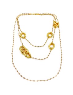 Halskette mit Ovalen Ringen aus Goldener Bronze mit...