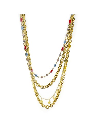 Collana Multifilo con Catena Ovale Pietre...