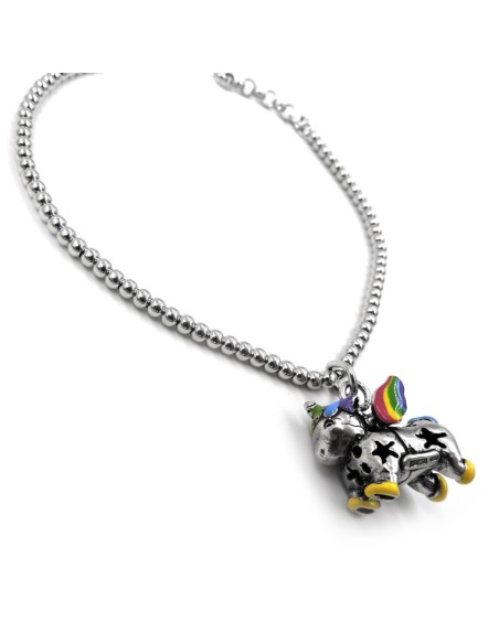 Bracciale con Ciondolo Unicorno in Argento