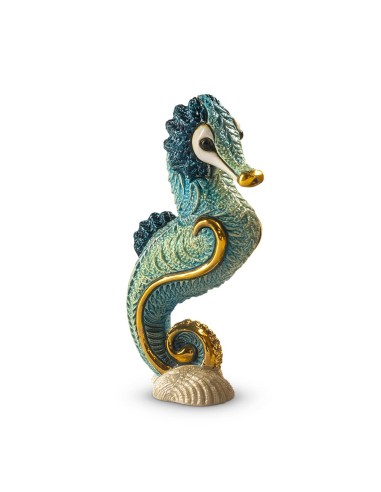 Turquoise Sea Horse Ceramic Sculpture De Rosa Rinconada
