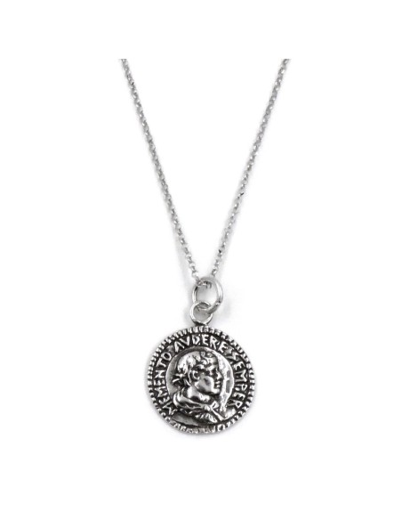 Memento Audere Semper Solid Silver Necklace with Medal