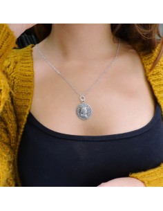 Memento Audere Semper Solid Silver Necklace with Medal 2