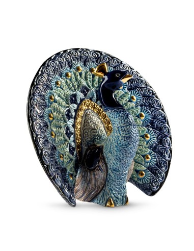 Pavone Scultura in Ceramica De Rosa Rinconada 