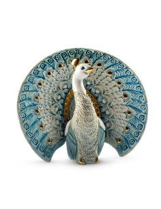 Weißer Pfau Künstlerische Keramikskulptur von Rosa Rinconada