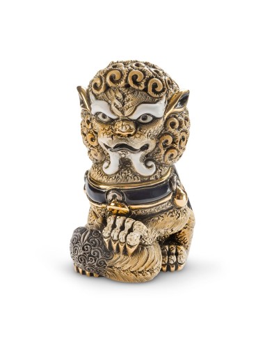 Zimtfarbene Foo-Löwin-Keramikskulptur von De...