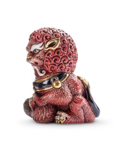 Leonessa Fu Guardiano Imperiale Cinese Rosso Scultura in... 2